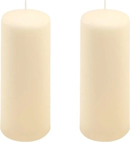 Set de lumânări tip stâlp, 20 cm, Ø 7,5 cm, crem, 2 buc