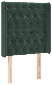 Tablie pat cu aripioare verde inchis 83x16x118 128 cm catifea 1, Verde inchis, 83 x 16 x 118 128 cm