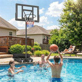 SPORTNOW Coș de Baschet Exterior Reglabil pe Înălțime 135-305 cm, Coș de Baschet cu Roți, Bază Umplibilă, Sac de Greutate, Panou Rezistent, Portabil pentru Interior și Exterior, Negru | Aosom Romania