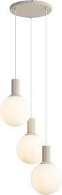 Lampă suspendată scandinavă bej cu sticlă opală cu 3 lumini - Polly