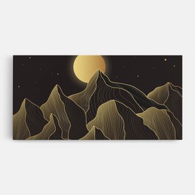 Tablou Canvas, 60x120cm, Dormitor si Living, Peisaje, Munti, Gold Shiny Moon
