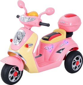 HOMCOM motocicleta electrica copii, tricicleta electrică roz, cu lumini, 6V | Aosom Romania