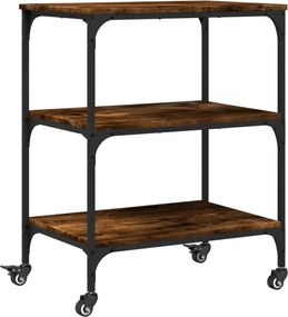 vidaXL Cărucior de bucătărie stejar fumuriu 60x41x76 cm lemn prelucrat