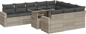 vidaXL Set canapele de grădină cu perne, 11 piese, gri, poliratan
