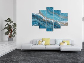 Tablou - Marmură bleu cu aur I. (150x105 cm)