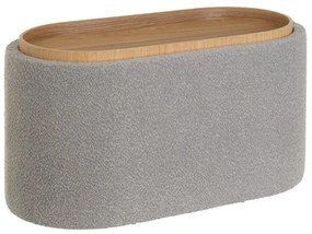 Taburet gri deschis cu tapițerie din țesătură bouclé – Casa Selección