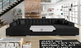 Coltar extensibil 5 locuri, ELTAP, Vento, 359x165x87 cm, lemn/poliester, negru