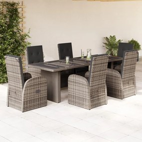 3277621 vidaXL Set mobilier de grădină cu perne, 7 piese, gri, poliratan