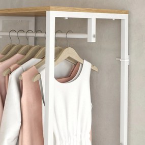 HOMCOM Suport 2 în 1 pentru Haine cu Depozitare Pantofi, Șină Suspendată și 2 Rafturi de Depozitare, 60x40x167.5 cm, Natural | Aosom Romania