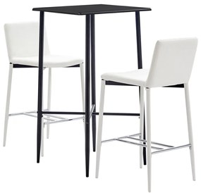 Set mobilier de bar, 3 piese, alb, piele ecologica Alb, 3