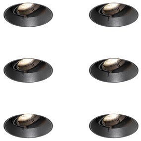 Set de 6 spoturi încastrate moderne negre GU10 rotunde fără ramă - Oneon