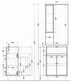 Mobilier complet de baie Bianca Plus 55, culoare Aida nuc, deschidere pe dreapta