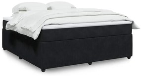 vidaXL Pat box spring cu saltea, negru, 180x200 cm, catifea