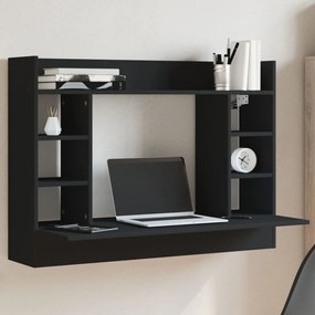vidaXL Birou montat pe perete, negru, 105x48x75 cm, lemn prelucrat