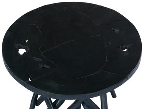 Masuta de cafea rotunda din lemn de tec 60x60x40 cm neagra