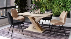 Mazzoni KARO Bej (Șampanie)/Stejar Artisan – MASĂ/MĂSUȚĂ CAFEA MODERNĂ CU BLAT EXTENSIBIL până la 180 cm