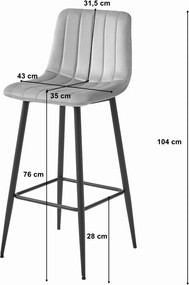 Scaun de bar POZZA VELVET cu picioare negre, verde inchis