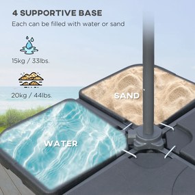 Outsunny Umbrelă de grădină deplasată octogonală pliabilă diametru 3 m, umbrelă de grădină cu suport în formă de cruce gri închis | Aosom Romania