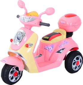 HOMCOM motocicleta electrica copii, tricicleta electrică roz, cu lumini, 6V | Aosom Romania