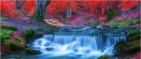 Tablou - Cascada în pădurea roșie (120x50 cm)