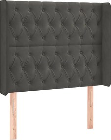 vidaXL Tăblie de pat cu aripioare gri închis 93x16x118/128 cm catifea