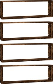 vidaXL Rafturi de perete cub, 4 buc. stejar fumuriu 80x15x26,5 cm lemn