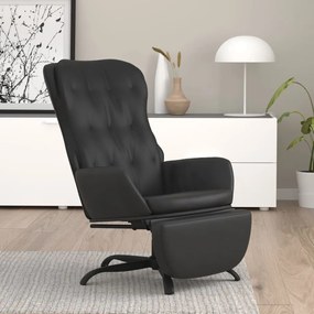 3097685 vidaXL Scaun de relaxare cu taburet, negru, piele ecologică