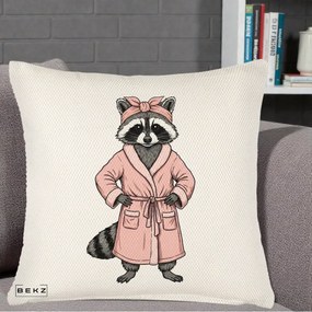Perna Decorativa Albinuta Kawaii Vesela, 40x40 cm, Crem Reliefat, Husa Detasabila, Perna Inclusa, BEKZ®