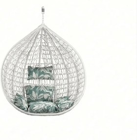 Scaun suspendat alb KOKON fara suport, perna verde-alb