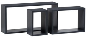 Set etajere de perete P-009, gri mat, set 3 buc.