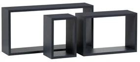 Set etajere de perete P-009, gri mat, set 3 buc.