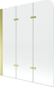 Mexen Felix paravan de cadă cu 3 panouri 120 x 140 cm, transparent, auriu - 890-120-003-50-00
