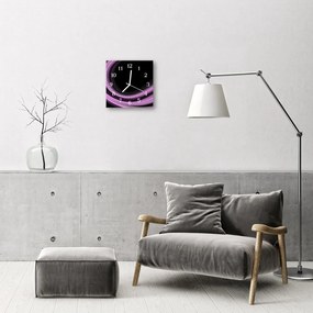 Ceas de perete din sticla pătrat Abstract Lines Art Purple