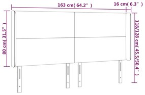 Tablie de pat cu aripioare gri inchis 163x16x118 128 cm catifea 1, Morke gra, 163 x 16 x 118 128 cm