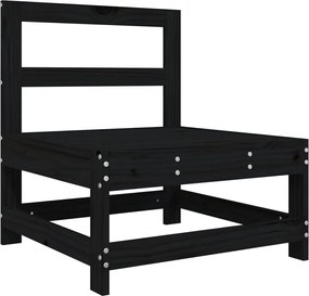 vidaXL Canapea de mijloc pentru grădină, negru, lemn masiv de pin