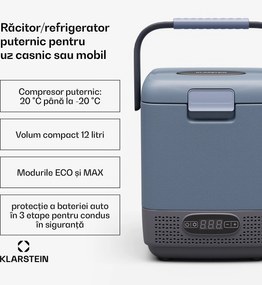 Klarstein Răcitor SwiftFrost 12L, 12V-24V/230V, până la -20 °C, compresor, 2 niveluri de putere, Afișaj LED
