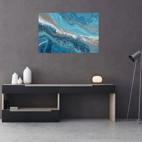 Tablou - Marmură bleu cu aur I. (90x60 cm)