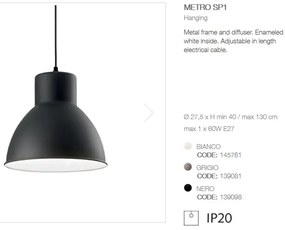Pendul design modern minimalist METRO SP1 negru 139098