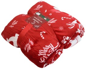 Patura rosie de miel de Craciun de la microplush CANDY BELLS Dimensiune: 160 x 200 cm