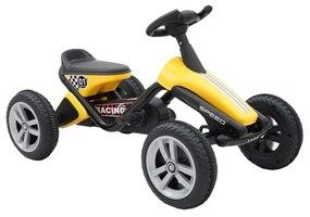 Kart cu pedale pentru copii NOVOKIDS® Dakkar Kart PRO, Carena, Structura metalica, Mers cu spatele, Galben