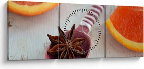 Tablou cu scorțișoară pe linguriță (cu ceas) (90x30 cm)
