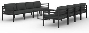 3107807 vidaXL Set mobilier de grădină cu perne, 9 piese, antracit, aluminiu