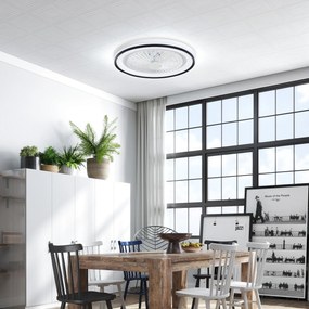 HOMCOM Ventilator de Tavan cu Iluminare RGB 6 Viteze Motor Reversibil și Telecomandă Putere 48,5W Ø48x13 cm Alb | Aosom Romania