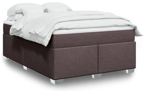 vidaXL Pat continental cu saltea, maro închis, 140x200 cm, textil