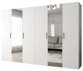 Dulap de haine 300 cm Borry 2 (alb + Auriu). 1125848