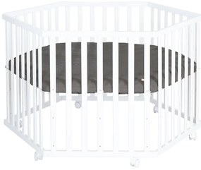 Țarc pentru copii alb cu înălțime reglabilă/cu roți – Roba