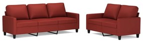 3153963 vidaXL Set de canapele cu perne, 2 piese, roșu vin, piele ecologică