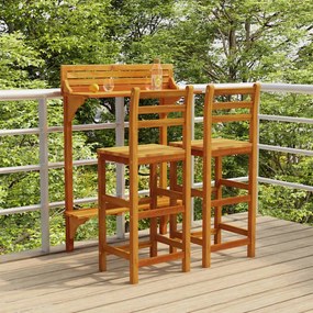 3116002 vidaXL Set mobilier de bar de grădină, 3 piese, lemn masiv de acacia