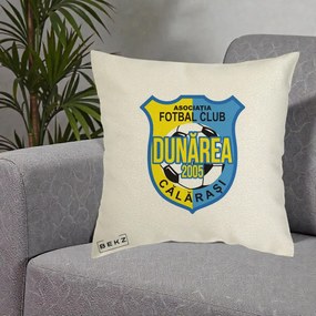 Perna Personalizata AFC Dunarea Calarasi 2005 Fotbal, 40x40 cm, Ecru, Husa Detasabila, Perna Inclusa, BEKZ®