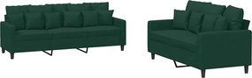 vidaXL Set de canapele cu perne, 2 piese, verde închis, catifea